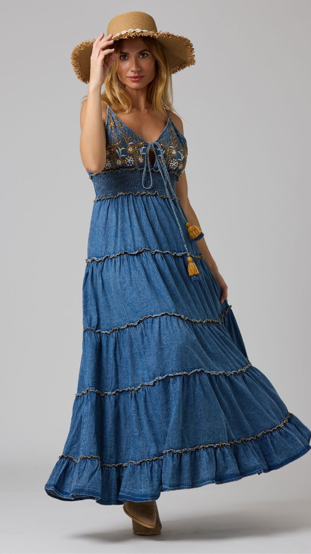 Jeans Traje Tejano Vestido Tejano Largo Vestido Largo Vaquero