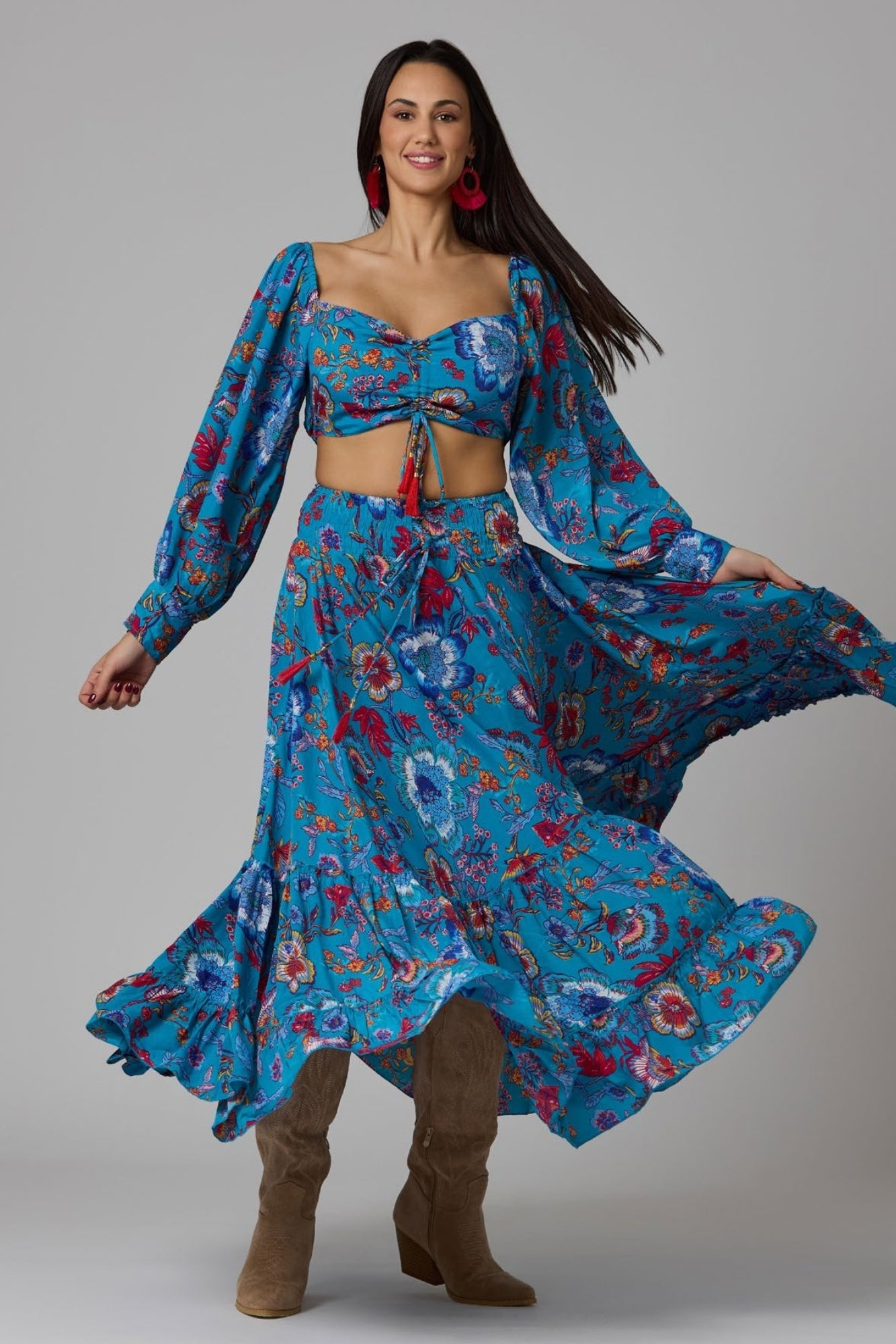 Top y Falda Negro Azul Boho InfinityWeare