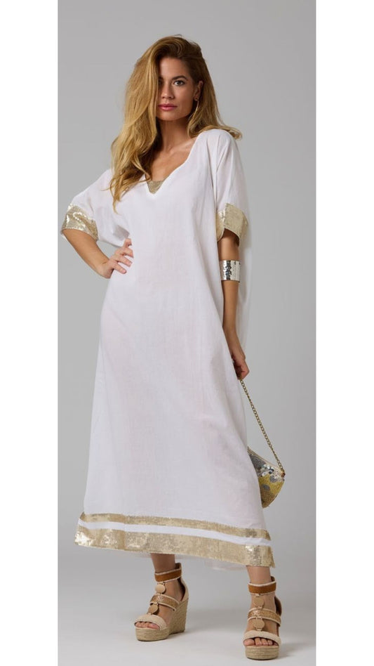 Kaftan Largo bandas doradas