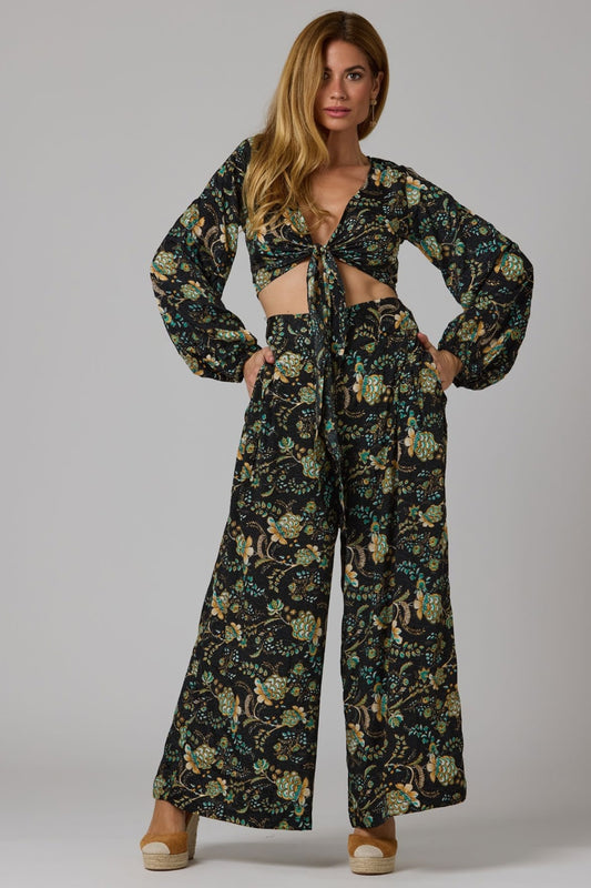 Top y Pantalón Negro Verde Boho InfinityWeare